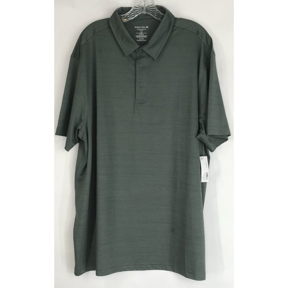 Members Mark Performance‎ Polo Golf Shirt Mens Size XXL 2XL Green Short Sleeve